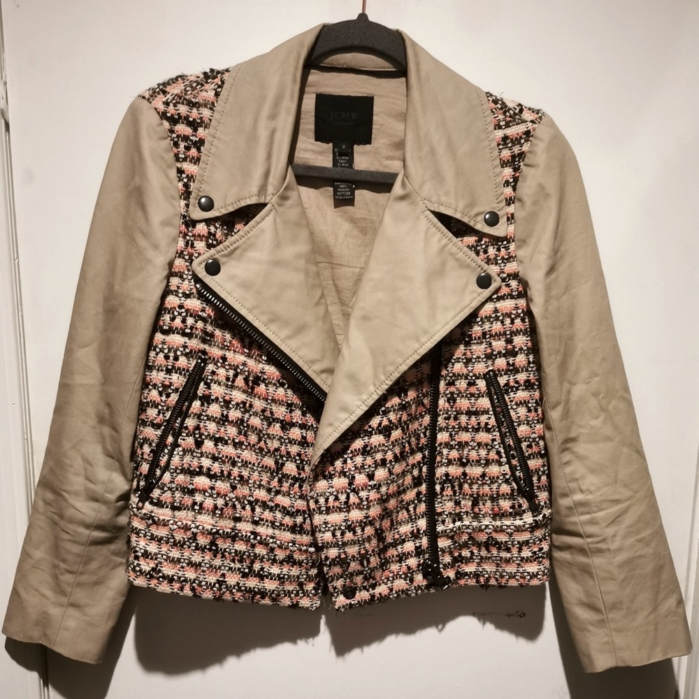 J.CREW Collection Brown Neon Orange Tweed Jacket Size 2